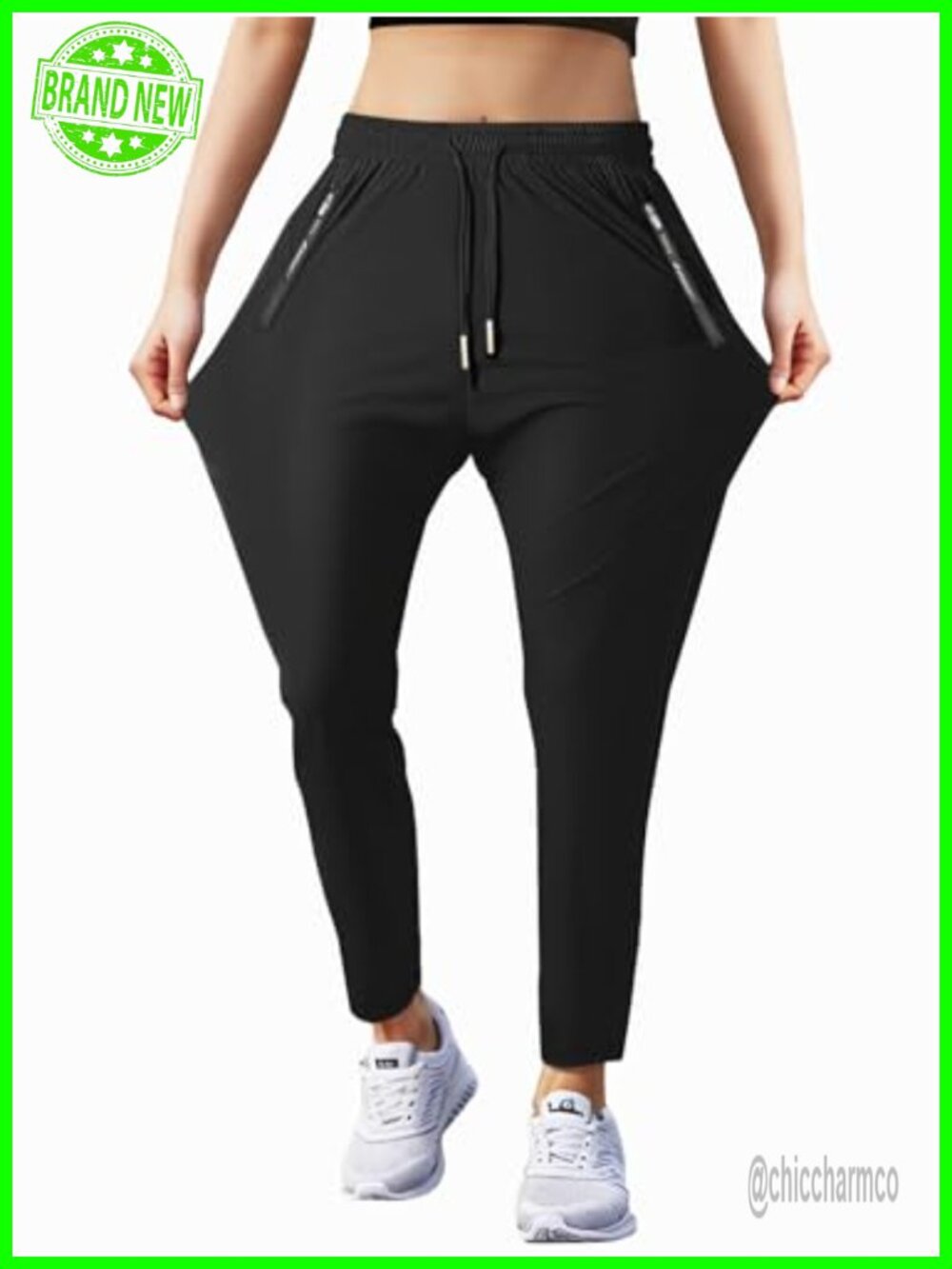 Women's Outdoor Hiking Pants Stretchy Quick-Dry Running Athletic Drawstring